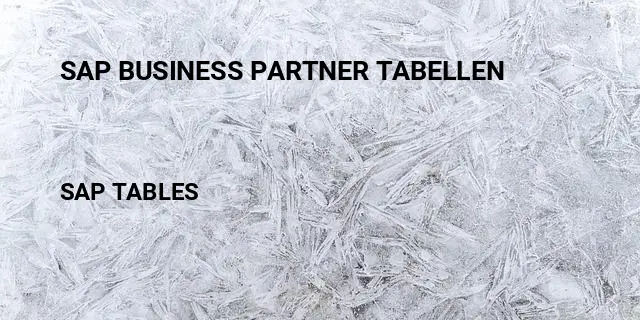 Sap business partner tabellen Table in SAP