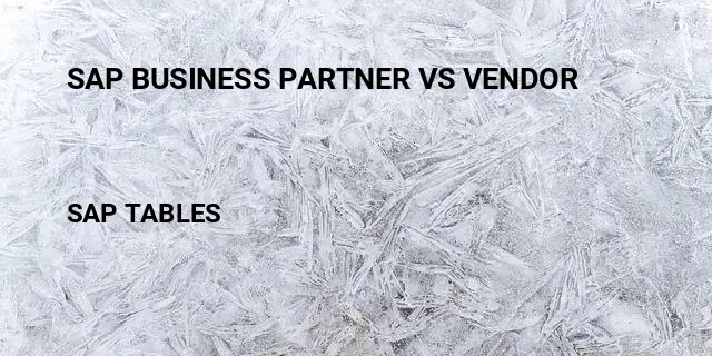 Sap business partner vs vendor Table in SAP