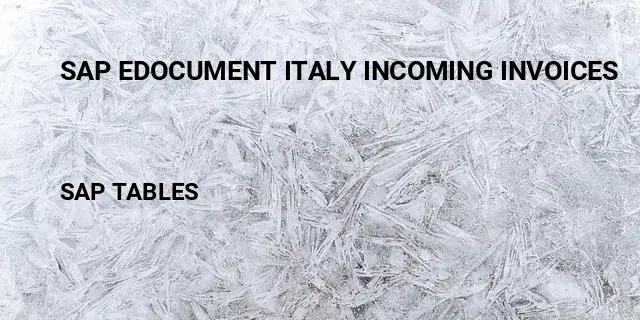 Sap edocument italy incoming invoices Table in SAP