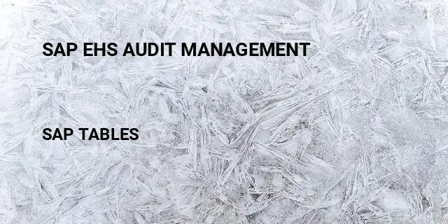 Sap ehs audit management Table in SAP