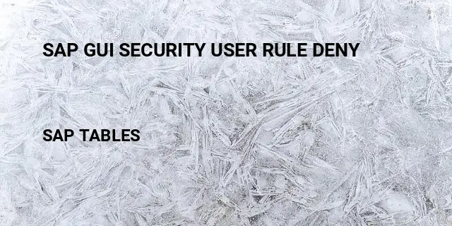 Sap gui security user rule deny Table in SAP