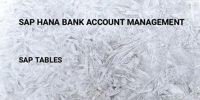 Sap hana bank account management Table in SAP