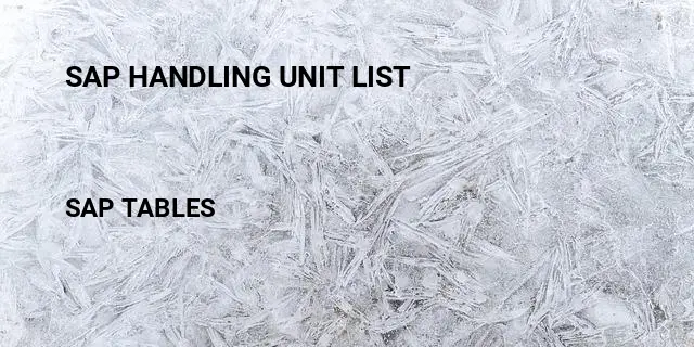 Sap handling unit list Table in SAP