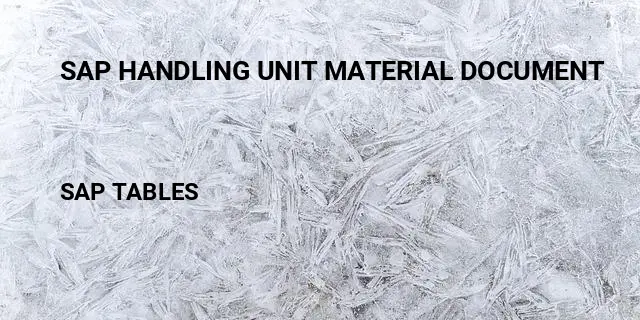 Sap handling unit material document Table in SAP