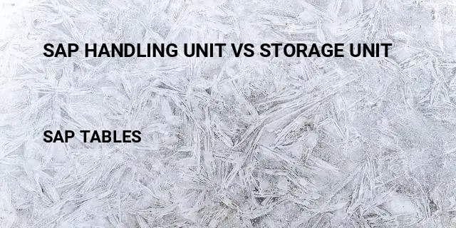 Sap handling unit vs storage unit Table in SAP