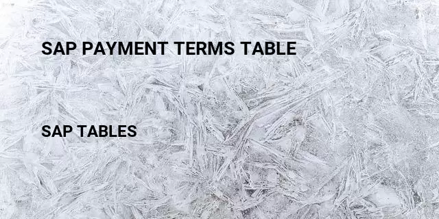 Sap payment terms table Table in SAP