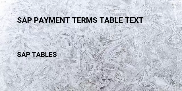 Sap payment terms table text Table in SAP