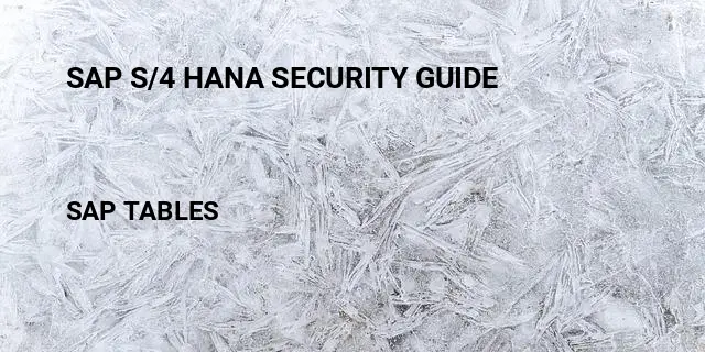 Sap s/4 hana security guide Table in SAP