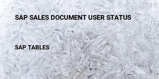 Sap sales document user status Table in SAP