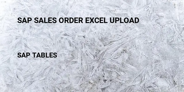 Sap sales order excel upload Table in SAP