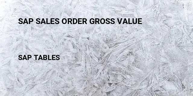 Sap sales order gross value Table in SAP