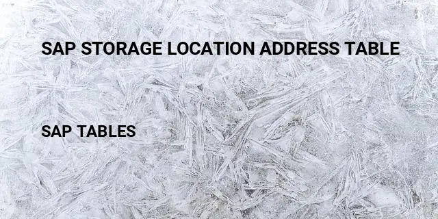 Sap storage location address table Table in SAP