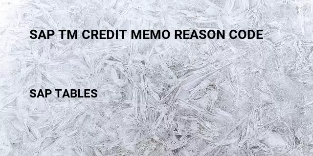 Sap tm credit memo reason code Table in SAP