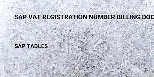 Sap vat registration number billing document Table in SAP