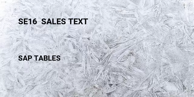 Se16  sales text Table in SAP