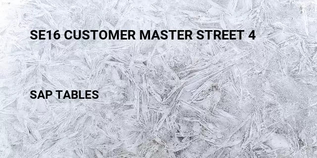 Se16 customer master street 4 Table in SAP