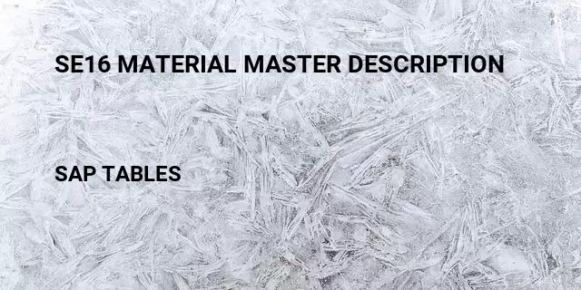 Se16 material master description Table in SAP