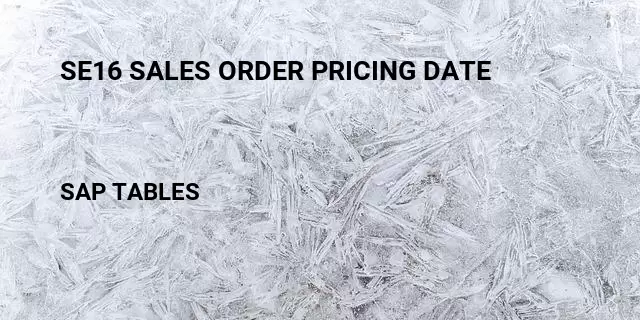 Se16 sales order pricing date Table in SAP
