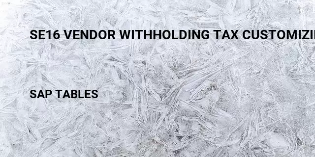 Se16 vendor withholding tax customizing Table in SAP