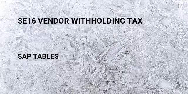 Se16 vendor withholding tax Table in SAP