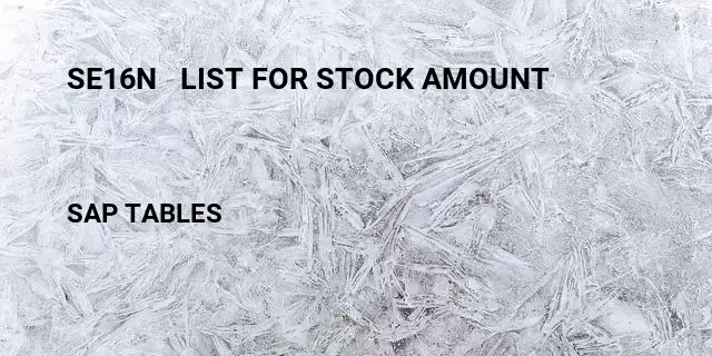 Se16n   list for stock amount Table in SAP