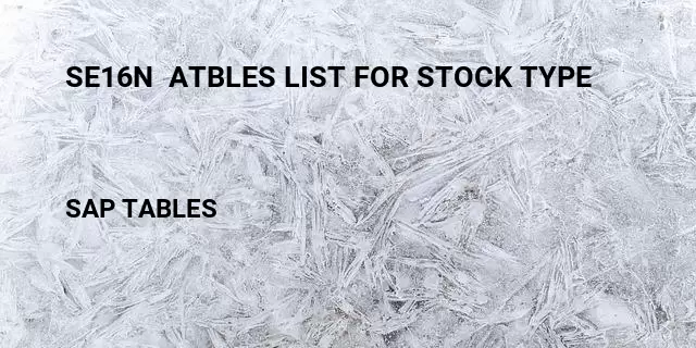 Se16n  atbles list for stock type Table in SAP