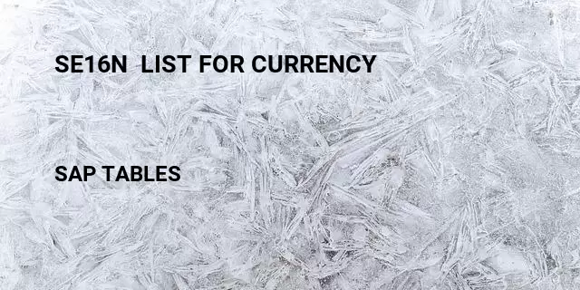 Se16n  list for currency Table in SAP