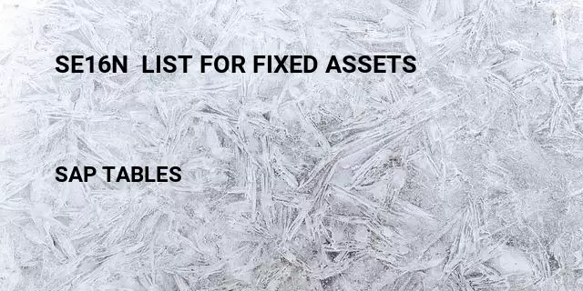 Se16n  list for fixed assets Table in SAP