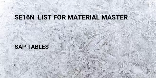 Se16n  list for material master Table in SAP