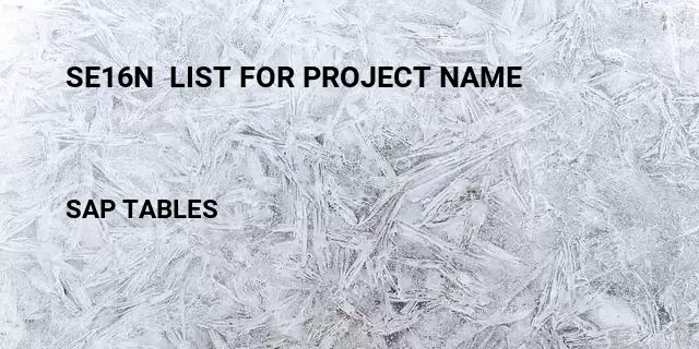 Se16n  list for project name Table in SAP