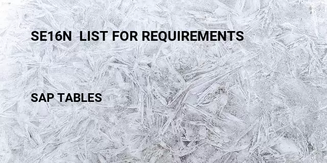 Se16n  list for requirements Table in SAP