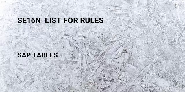 Se16n  list for rules Table in SAP