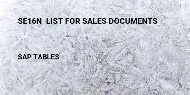 Se16n  list for sales documents Table in SAP