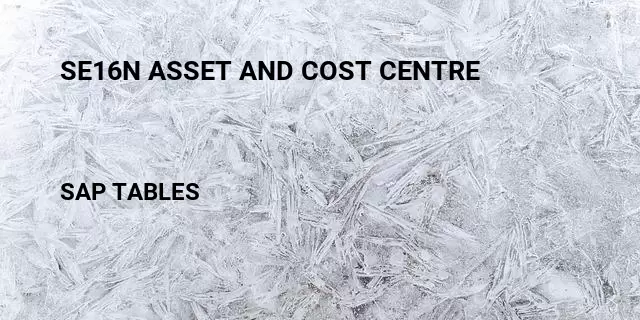 Se16n asset and cost centre Table in SAP
