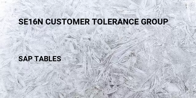 Se16n customer tolerance group Table in SAP