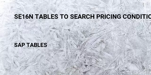 Se16n tables to search pricing conditions Table in SAP