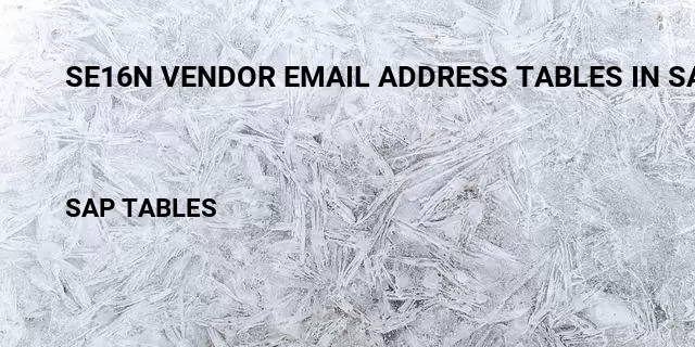 Se16n vendor email address tables in sap Table in SAP