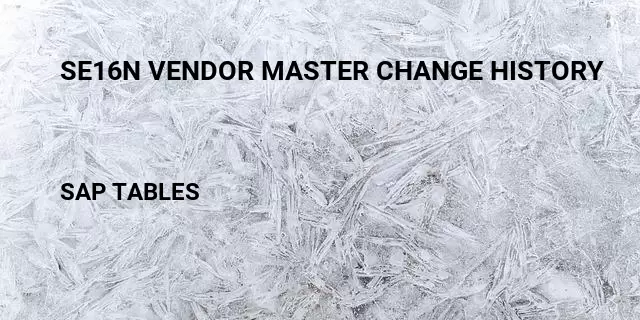 Se16n vendor master change history Table in SAP