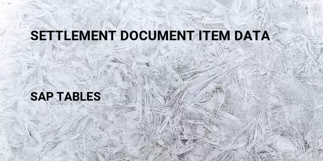 Settlement document item data Table in SAP