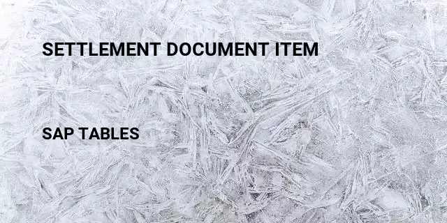 Settlement document item Table in SAP