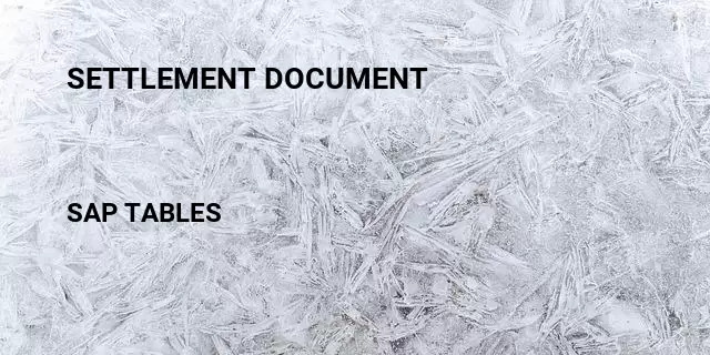 Settlement document Table in SAP