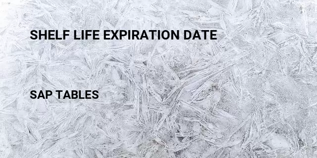 Shelf life expiration date  Table in SAP