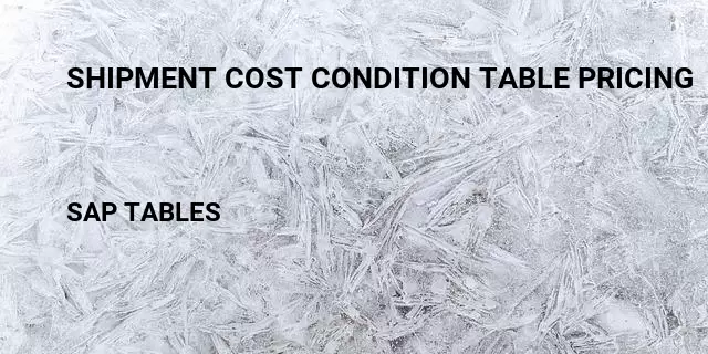 Shipment cost condition table pricing Table in SAP