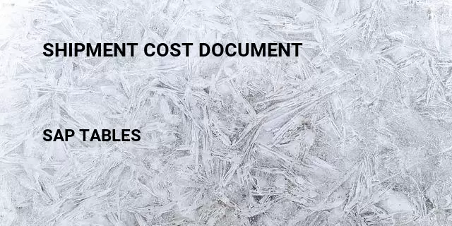 Shipment cost document Table in SAP
