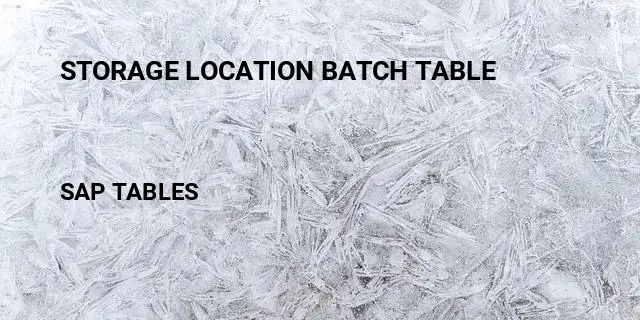 Storage location batch table Table in SAP