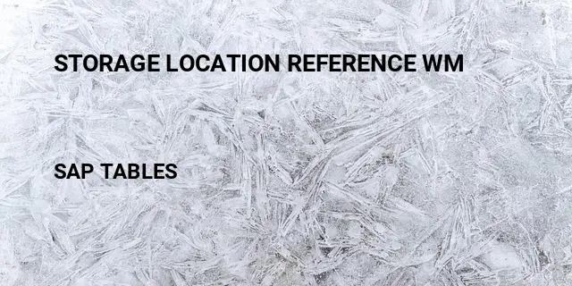 Storage location reference wm Table in SAP