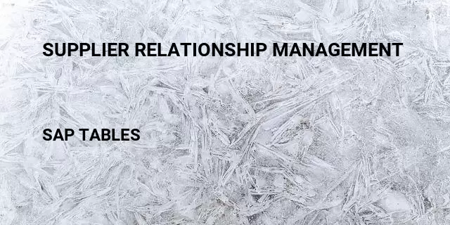 Supplier relationship management Table in SAP