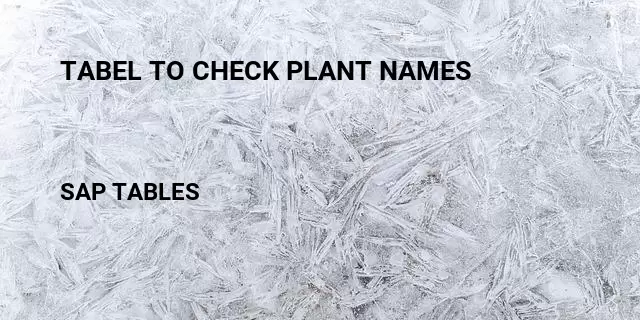 Tabel to check plant names Table in SAP