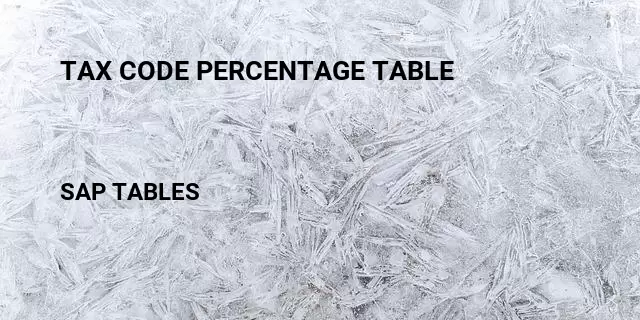 Tax code percentage table Table in SAP