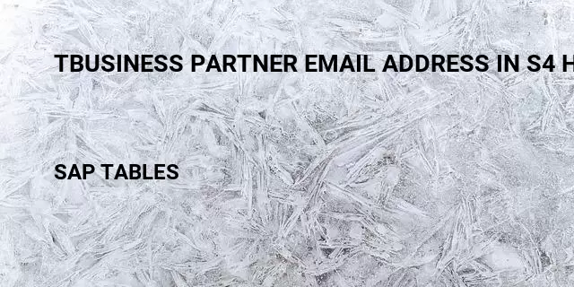 Tbusiness partner email address in s4 hana Table in SAP